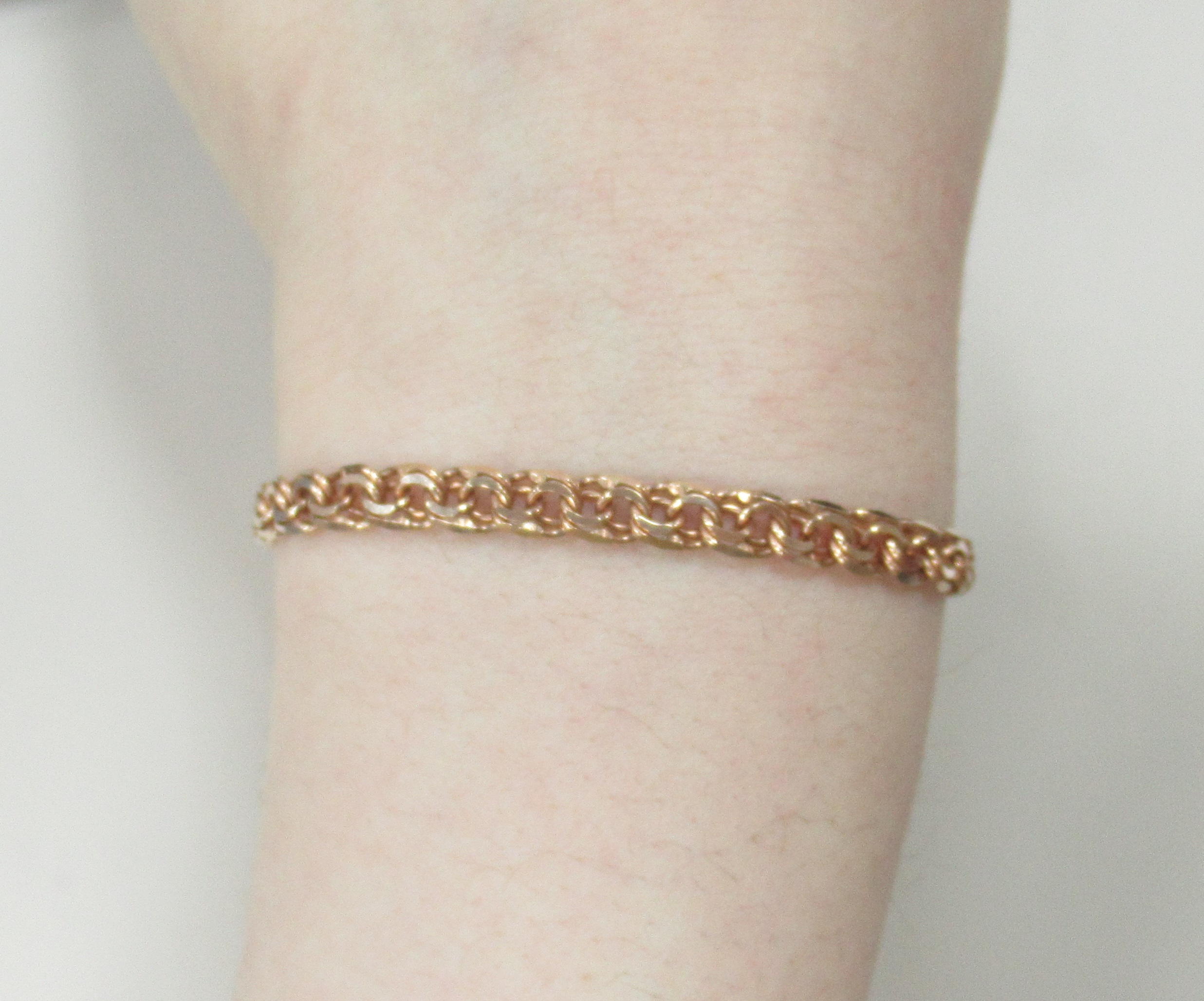 Золотой браслет 585 пробы; плетение Бисмарк;